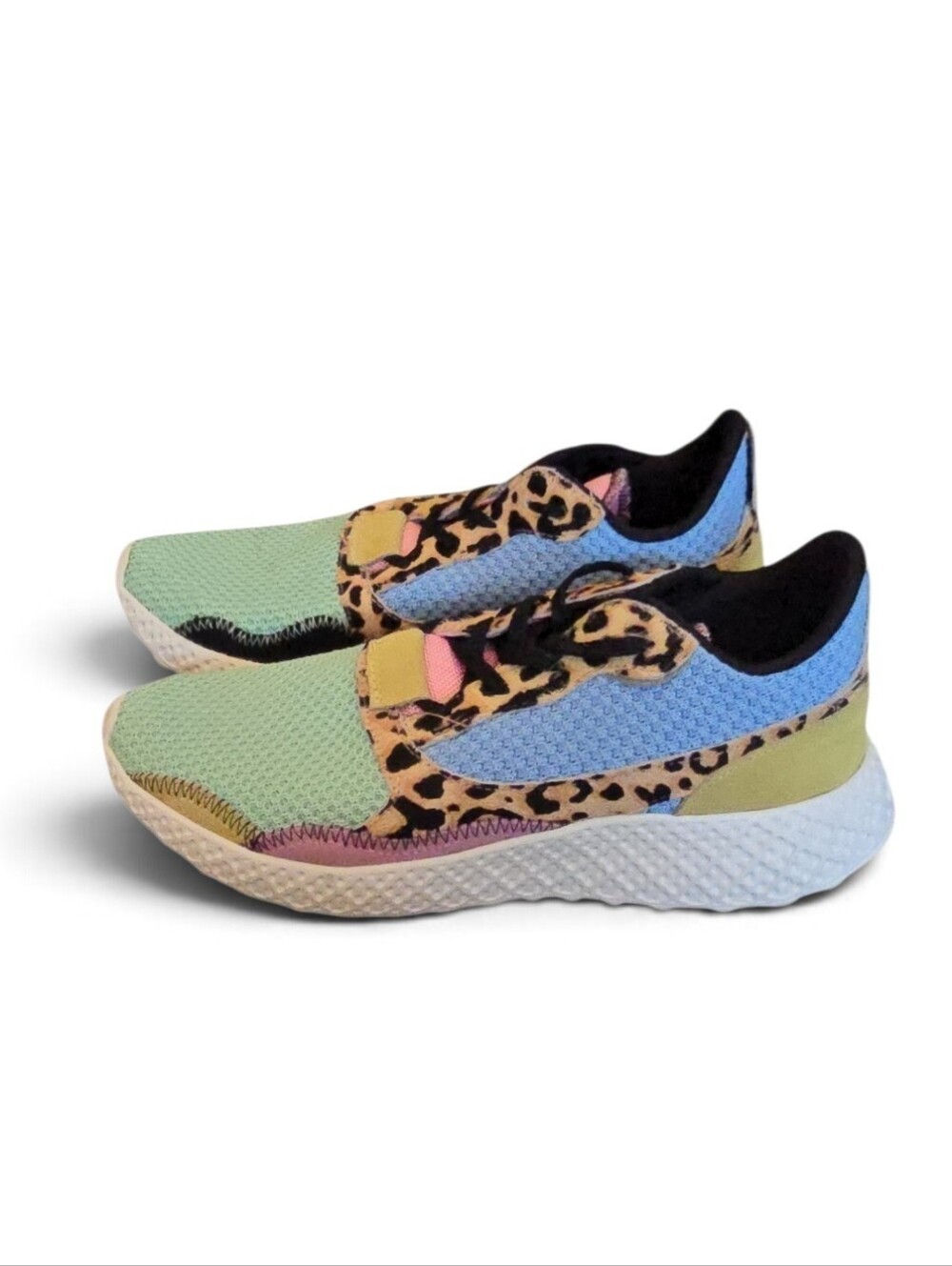 Steve Madden Multi-Color Leopard Accent Knit Sneakers
